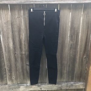 Zara high rise zip front stretch denim
